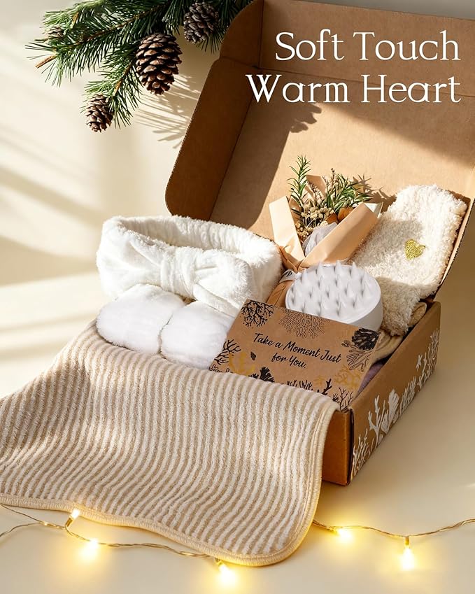 Coralogo Natural Spa Gift Baskets - Mothers Day Gifts Natural Pampering Spa Set, Self-Care Get Well Soon Basket, Thank You Gifts, Unique 11pcs Gift Set for Women Wife Mom Her Birthday