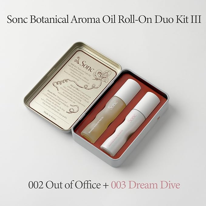 Sonc Botanical Aroma Oil Roll-On Duo Kit (Pack of 2) (Duo KIT III : 002 Out of Office + 003 Dream Dive) | Peppermint + Lavender | Dual Portable Aroma Oils for Mood, Rest & Daily Rituals