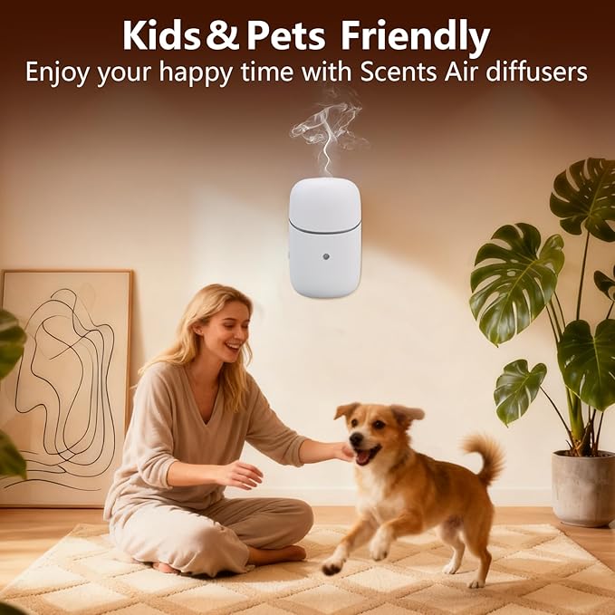 Plug in Diffuser, Waterless Diffuser with Low/High Switch, Essential Oil Diffuser with Night Light, Up to 500 Sq. Ft, Small Wall Scent Diffuser for Home, Living Room, Bedroom, Bathroom, White