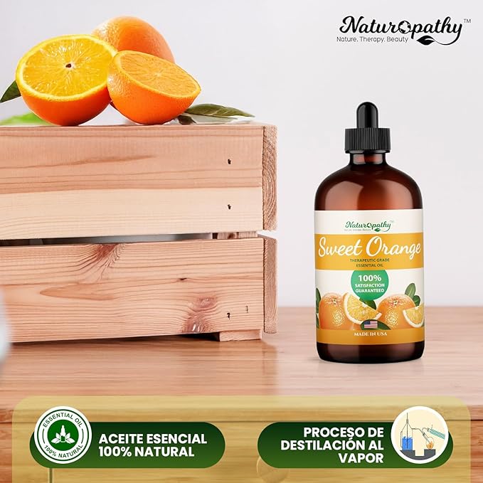 Naturopathy Sweet Orange Essential Oil Therapeutic Grade Premium Quality Oil with Glass Dropper - Huge 4 fl. Oz - Perfect for Aromatherapy and Relaxation