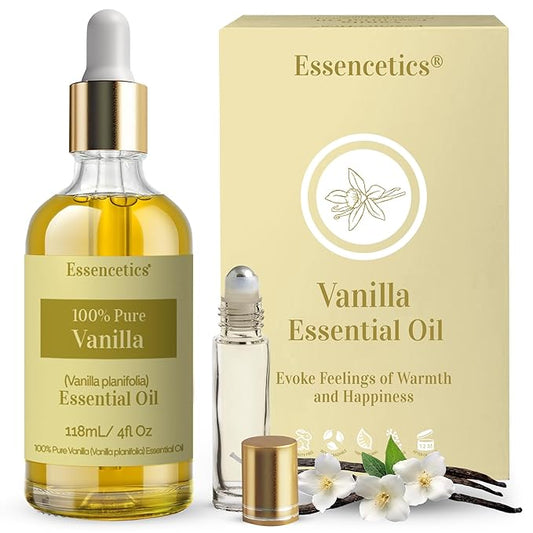 Vanilla Essential Oil for Diffuser 4oz - 100% Natural & Organic - Infused with Olive & Sunflower Oils - Perfect Vanilla Oil for Skin, Body, Candle Making, Soap Making, & Aromatherapy