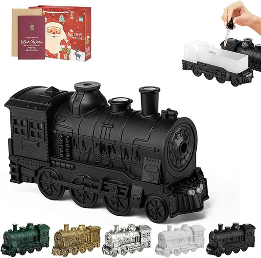 Train Humidifier - 300ml Capacity, Retro Train Essential Oil Diffuser with 2/8 Hours Timing Function, Dual Mist Outlets, Train Diffuser Cool Mist for Home Decor, Relaxation & Gifts (Black)
