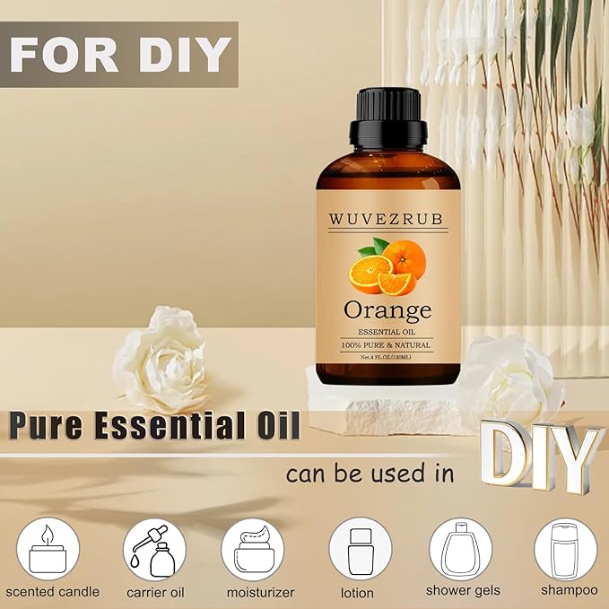 Orange Essential Oil - 120ML Pure and Natural for Aromatherapy Diffuser - 4 Fl Oz