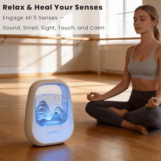 Rain Drop White Noise Machine with Realistic Rain Sounds – Bluetooth Speaker,Sleep Therapy Humidifier,Ambient Light & Aroma Diffuser for Bedroom Relaxation, Meditation & Stress Relief