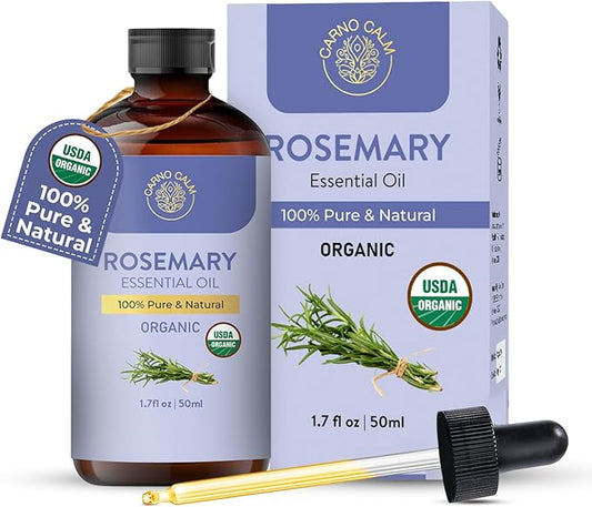 Rosemary Essential Oil | USDA Certified Organic Rosemary Oil for Hair Growth and Skin | Aromatherapy & Diffuser | 1.7 fl. Oz