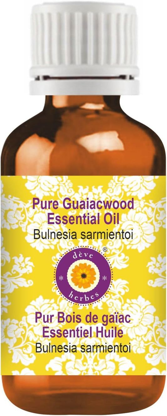 Deve Herbes Pure Guaiacwood Essential Oil (Bulnesia sarmientoi) Steam Distilled 30ml (1 oz)
