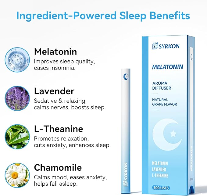 Herbal Diffuser Pens, 2 Pack, Mullein for Lung Support & Sleep Aid with Melatonin, Natural Plant Extracts, Total 1200 Uses, Portable and Compact