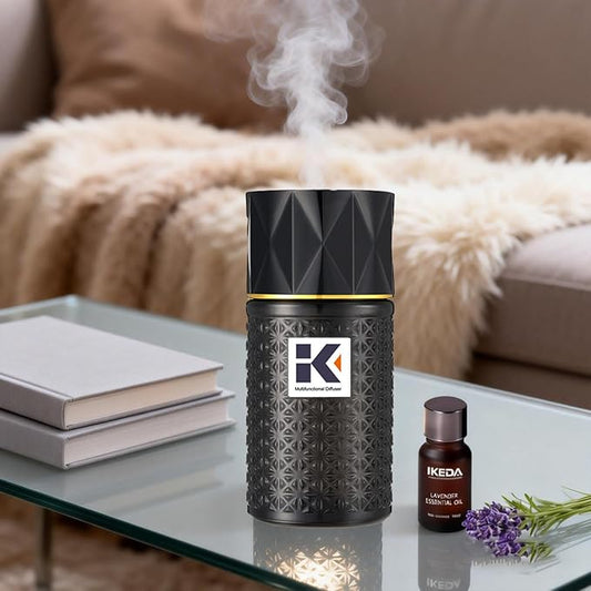 Essential Oil Diffuser, 35 Million Negative Ions Fresh Air, Glass Oil Diffuser with Warm Night Light, Auto Shut-Off, 250ml Ultrasonic Cool Mist Humidifier for Home,Car,Spa,Yoga (Black, Lavender)