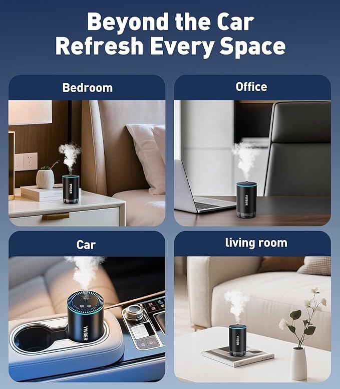 Smart Car Air Freshener Diffuser with Starry Sky Projector, Forest Scent Car Scent with 50ml Essential Oil, Auto On/Off Intelligent, 3 Modes Adjustable, Nano Mist Technology Aroma Diffuser, Cologne