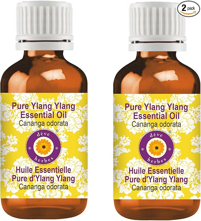 Deve Herbes Pure Ylang Ylang Essential Oil (Cananga odorata) Steam Distilled (Pack of Two) 100ml X 2 (6.76 oz)