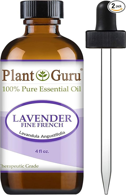 Lavender Essential Oil 4 oz (Fine French) 100% Pure Natural Undiluted Therapeutic Grade for Skin, Body and Hair Growth, and Aromatherapy Diffuser.