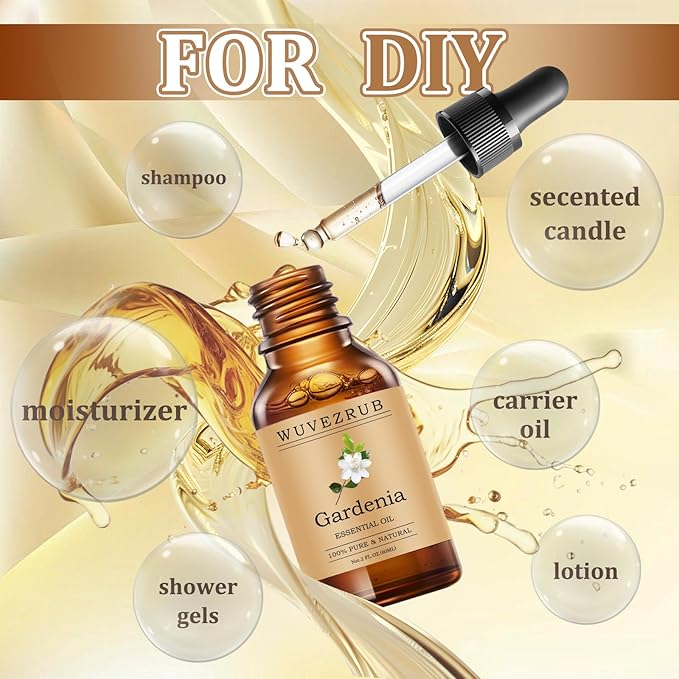 Gardenia Essential Oils 60ML, Pure Gardenia Essential Oil for Aromatherapy Diffuser - 2 Fl Oz