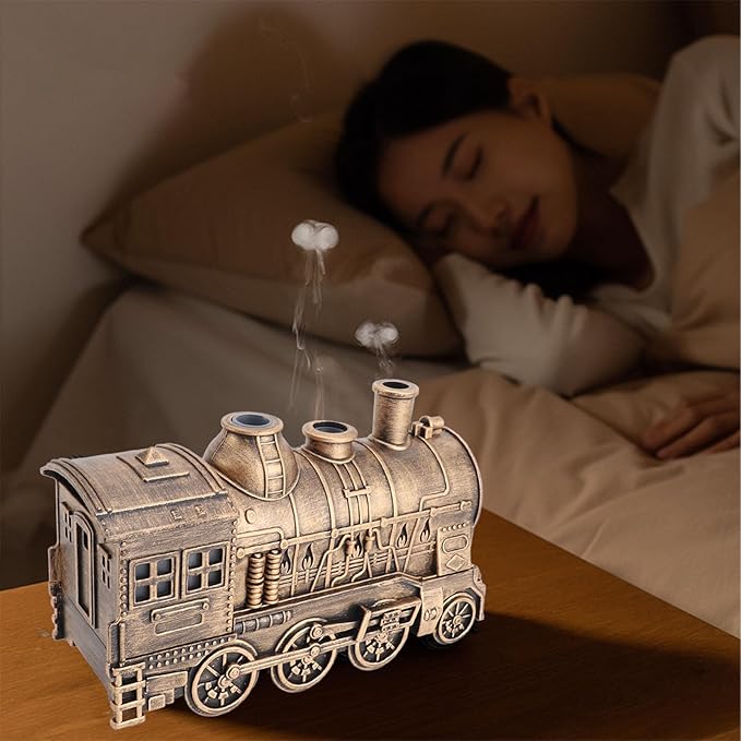 Train Diffuser Cool Mist Humidifier 300ml Double Outlets Essential Oil Diffuser with 2 Mist Modes Essential Oil Night Light for Bedroom Office Desk Home Decor