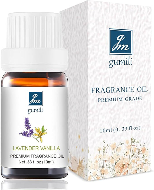 GM Gumili Lavender Vanilla Essential Oil - Pure Organic Scent for for Aromatherapy, Diffusers, Spray, Skin & Hair Care, Massage, DIY Candles & Soap, Perfume - 10mL