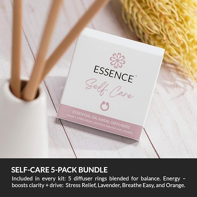 Essence Travel Amenity Kit | Travel Essentials & Travel Size Toiletries Kit | 5-Pack Nasal Diffuser Rings, Sleep Mask, Lotion & Hygiene Kit | Travel Toiletry Kit for Women | Gray Case