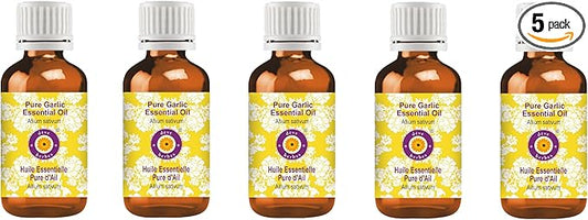 Deve Herbes Pure Garlic Essential Oil (Allium sativum) Steam Distilled (Pack of Five) 100ml X 5 (16.9 oz)