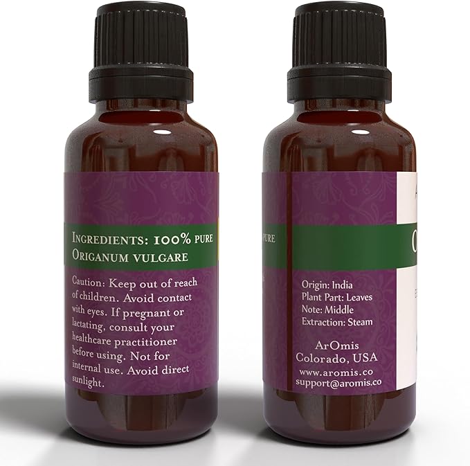 ArOmis Organic Oregano Essential Oil - 100% Pure Therapeutic Grade - Undiluted, Premium Oil - 150 Micron Filtered, Perfect for Aromatherapy Diffusers (10ml / .34 fl oz)