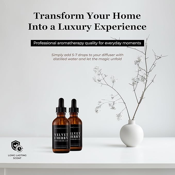 Mavwicks Diffuser Oil (Velvet Cherry) – 2oz Premium Essential Oil Blend for Aromatherapy Diffusers, Long-Lasting Luxury Home Fragrance for Living Room, Bedroom, Office, Bathroom & Hotel
