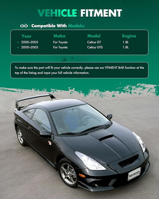 SCITOO Glossy Black Spoiler Wing Body Kit Compatible with 2000-2005 for Toyota Celica Rear Trunk Spoiler Wing Splitter Chin Exterior Diffuser