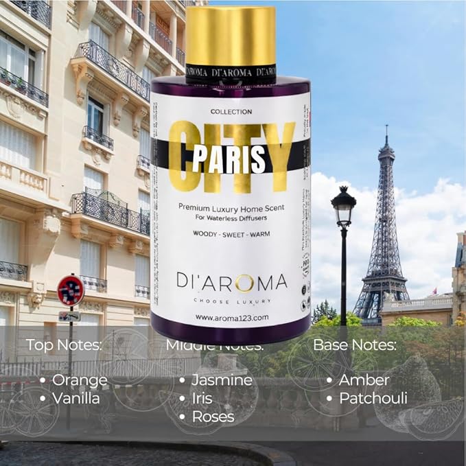 Di'Aroma Paris Aroma Oil Blend 120ml – Premium Diffuser Oil for Home, Waterless & Essential Oil Diffusers, Long Lasting Home Fragrance, City Collection, Made in USA (120ml, Paris)