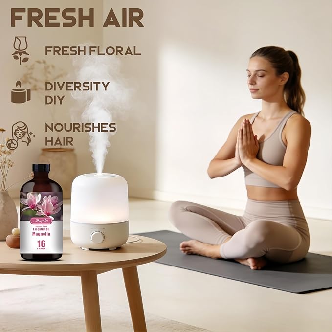 Magnolia Essential Oil – MLYNKL Magnolia Oils 16.33 fl oz for Diffusers, Humidifiers, Massage, DIY Candles, Soap, Cleaning, Home, Yoga, Office, Gifts - 490 ml