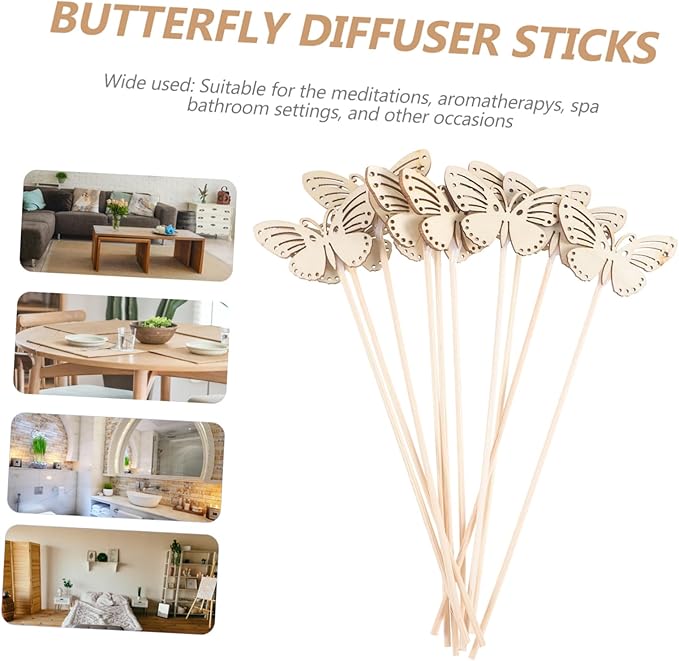 VICASKY 10pcs Butterfly Shaped Diffuser Sticks for Aromatherapy Desk and Bathroom Diffusers Decorative Fragrance Reeds for Home Office Spa and Wedding Settings