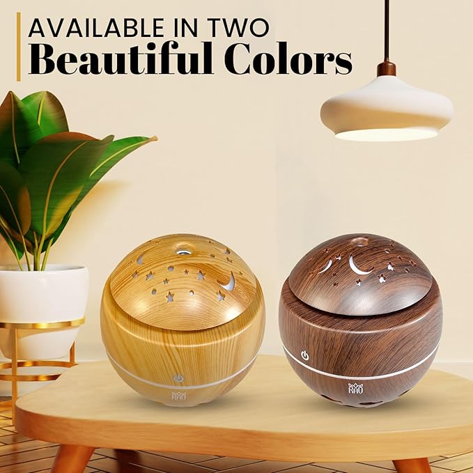Aromatherapy Cool Mist Diffuser, Essential Oil Diffusers with LED 7-Color Lights, 120ml Capacity, Silent Aroma Diffuser for Home Bedroom, 5V USB Cool Mist Humidifier Includes (Espresso)