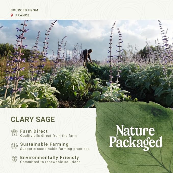 Clary Sage Essential Oil - Direct from France - Steam Distilled - Aceite de Salvia Esclarea for Aromatherapy, Massage, Diffuser, DIY Candle and Soap Making - 5ml