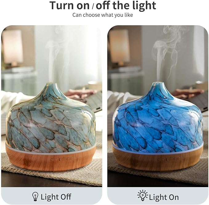 Porseme 500ml Blue Giant+100ml Volcano Essential Oil Diffuser 3D Glass Aromatherapy Ultrasonic Humidifier Cool Mist, Auto Shut-Off,Timer Setting,BPA Free for Home Office Hotel Yoga Gym Leisure Gift