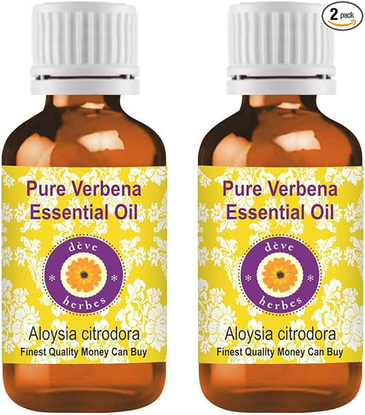 Deve Herbes Pure Verbena Essential Oil (Aloysia citrodora) Steam Distilled (Pack of Two) 100ml X 2 (6.76 oz)