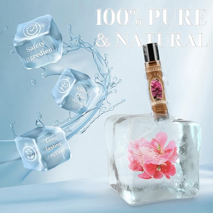 Geranium Essential Oil 10ML - 100% Pure and Natural Therapeutic Grade Oils for Aromatherapy Diffuser - 0.34 Fl Oz/Geranium