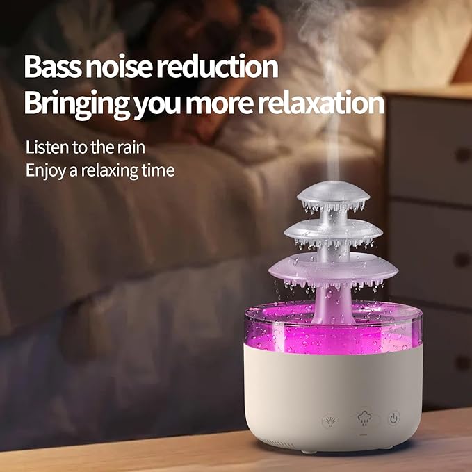 Humidifier, Rain Cloud Essential Oil Diffuser with Cool Mist, 500ml Aromatherapy Diffuser for Bedroom, 7 Color LED Night Light, Ultra Quiet, Auto Shut-Off, for Women & Men