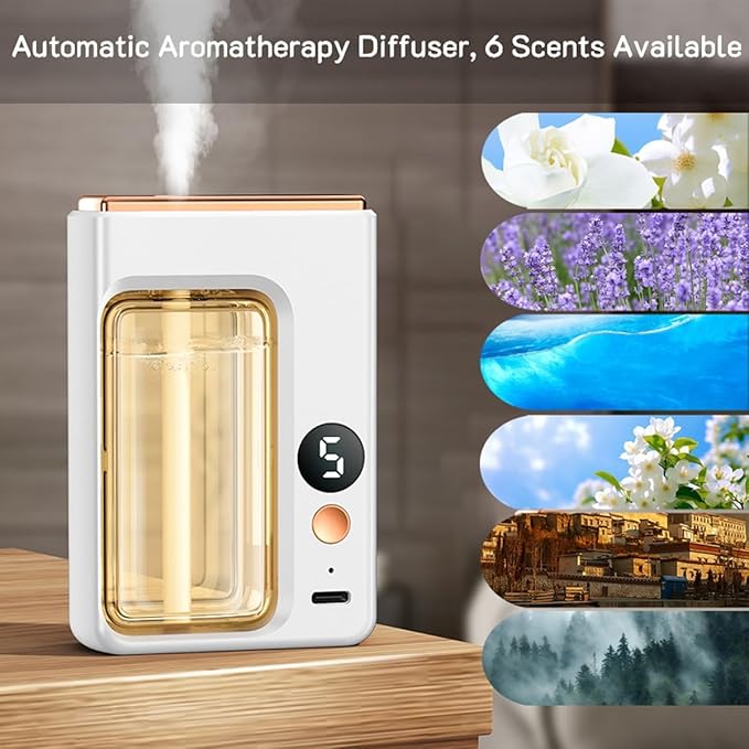 Automatic Aromatherapy Diffuser, Essential Oil Diffusers for Home, Digital Display Version of Aroma Diffuser, Replaceable Scent Diffusers for Home (Hilton)