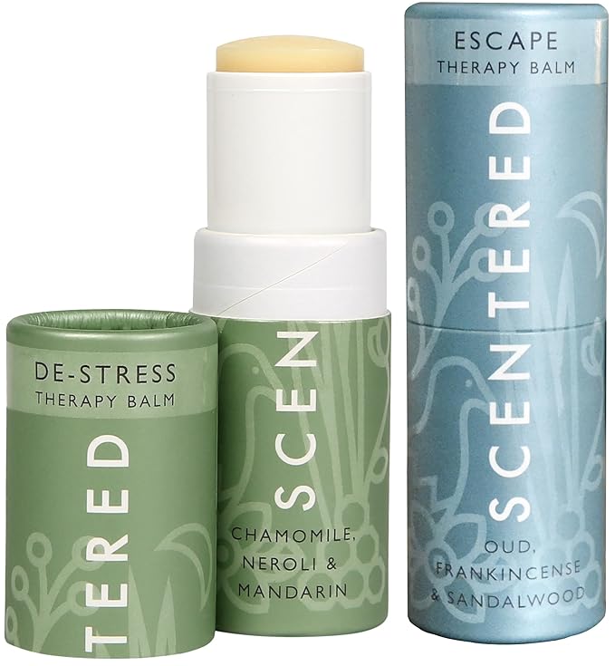 Scentered Aromatherapy Balm Sticks for Stress-Relief & Meditation - Roll On Essential Oil Blends of Frankincense, Oud, Chamomile - Aromatherapy Gifts for Women - De-Stress & Escape