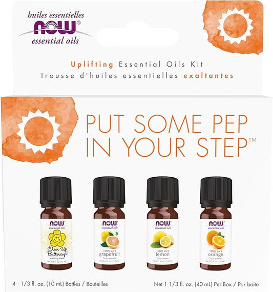Put Some Pep in Your Step Uplifting Essential Oils Kit Now Foods 4-10 mL Oil