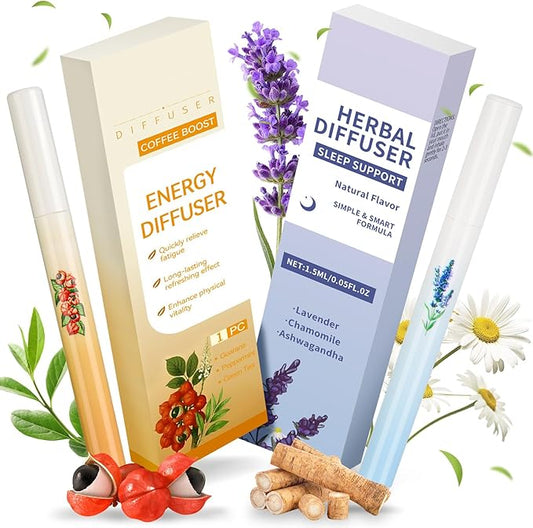 Mullein Herbal Diffuser Pen – 2 Sticks Smokeless Inhaler for Quitting Smoking, Lung Cleansing with Mint – Flavored Air Freshener