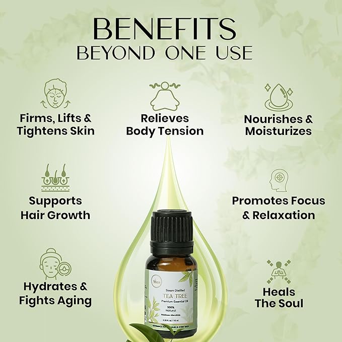 My Ace Tea Tree Essential Oil – 100% Pure & Natural, Premium Therapeutic Grade Oil for Face, Skin, Hair, Scalp, Diffuser & Aromatherapy – 0.33 fl oz with Dropper
