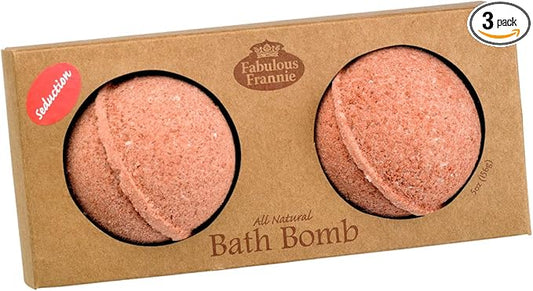 Fabulous Frannie Seduction Romance Natural, Handmade Bath Bomb Set, Rich in Essential Oil, Mineral Salt, Coconut Oil, Witch Hazel, Fizzies to Moisturize Skin 2.5oz (Pack of 2)