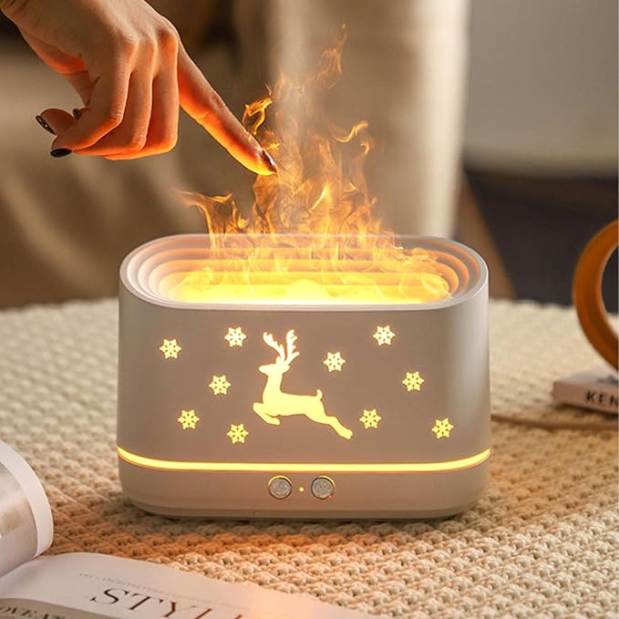 Flame Pattern Air Diffuser Humidifier, Large 300ml Capacity Quiet Mist Maker with Dual Spray Modes, Flame Effect Essential Oil Diffuser for Home Office Bedroom