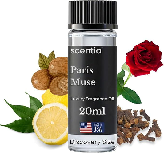 Scentia Paris Muse Aromatherapy Oil for Diffuser – Hotel Scent Inspired by Hotel Costes Paris – 20 mL – Rose, Sandalwood & Clove Natural Fragrance Oil for Waterless & Cold Air Diffusers, Made in USA