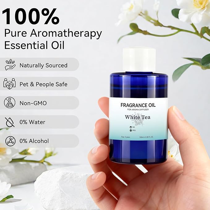 JEPEErbz White Tea Essential Oil(100ml / 3.4oz), Essential Oils for Diffuser, Natural & Long-Lasting, Elegant Fragrance Suitable for Home, Spa & Hotel