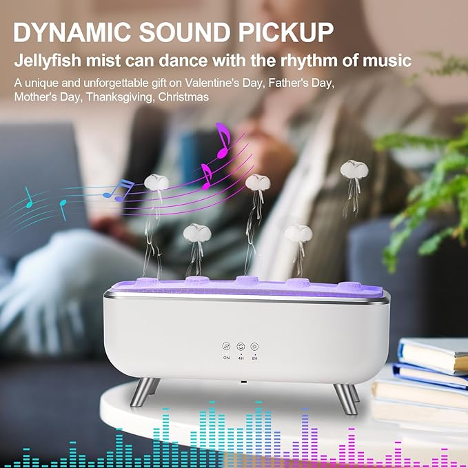 300ML Dynamic Jellyfish Diffuser: 5 Rings Dynamic Sound Pickup - Essential Oil Scent Volcano Diffuser Low Noise for Bedroom Office Hotel - Aromatherapy Aroma Humidifiers