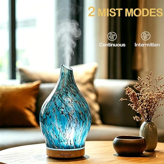 3 Essential Oil Diffuser Set,200ml Glass Diffuser Small Humidifier with Timer,7 LED Color Lights,Waterless Auto Shut-Off for Office Home Room Decor Gifts for Women