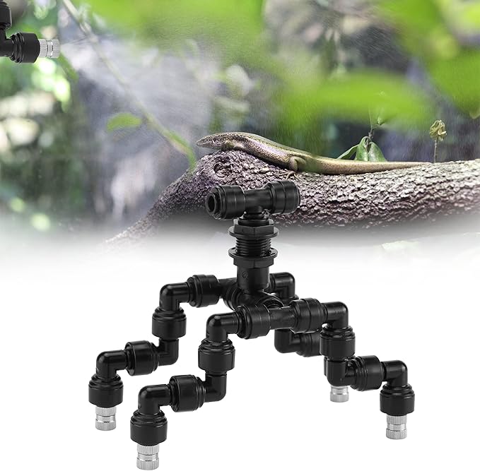 CozyCabin 4-Heads Reptile Mister Nozzles, 1/4'' Reptile Spray Nozzle 360 Degree Adjustable Detachable Nozzle - Fine Mist Fogger for Terrarium, Aquarium Rainforest