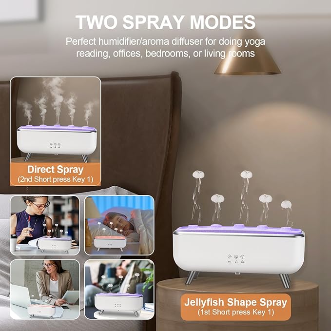 300ML Dynamic Jellyfish Diffuser: 5 Rings Dynamic Sound Pickup - Essential Oil Scent Volcano Diffuser Low Noise for Bedroom Office Hotel - Aromatherapy Aroma Humidifiers