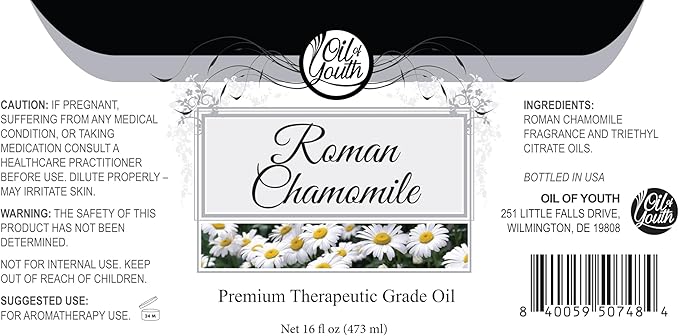 Oil of Youth - 16oz Roman Chamomile Essential Oil - Pure Therapeutic Grade Oil for Aromatherapy, Diffuser, Stress Ease - Chamomile Oil for Skin Therapy