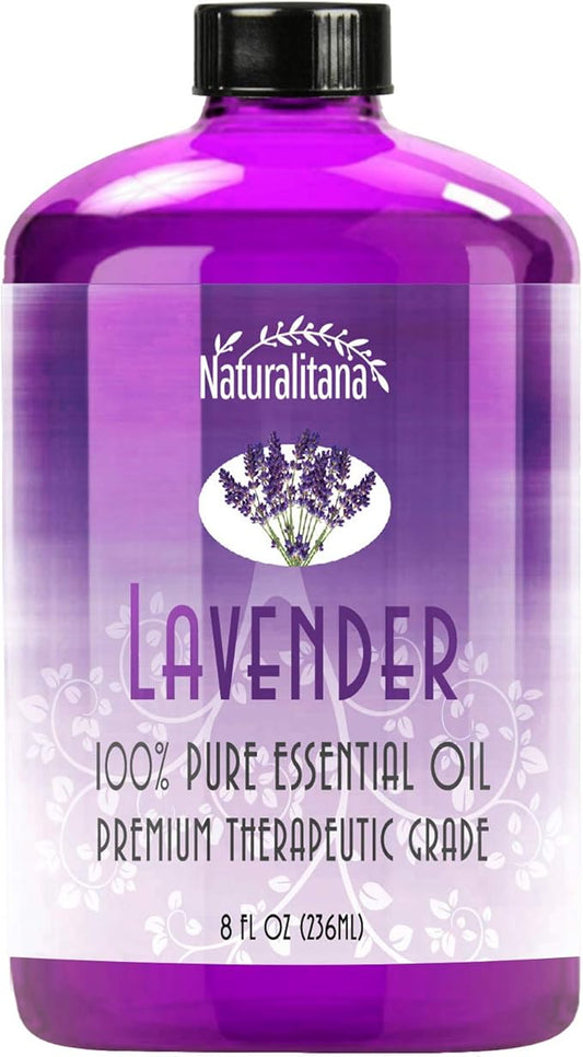 Naturalitana Lavender Essential Oil – Pure Aromatherapy Oil for Diffuser, Soap, Bath Bombs & Candle Making (8oz)