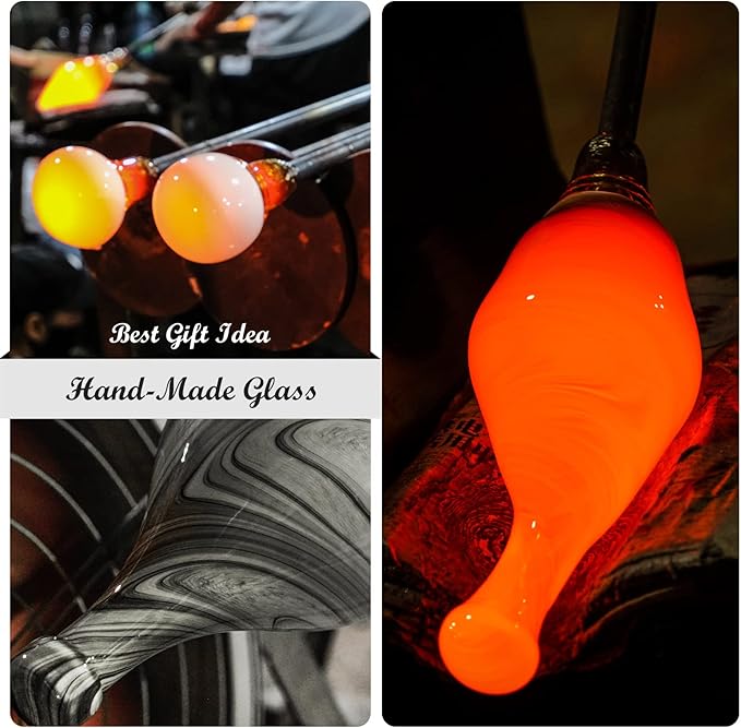 Porseme Essential Oil Diffuser Hand-Blown Glass Aroma Diffusor, Aromatherapy Unltrasonic Cool Mist deffuser, 7 Color Changing, Waterless Shut-Off, Timer Function for Home Office(150ml, Ink)