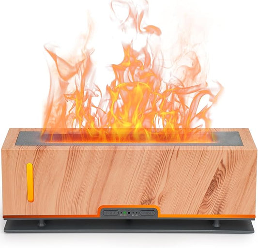 Diffuserlove Flame Diffuser Essential Oil Diffusers 200ml Fireplace Aroma Diffusers for Bedroom Essential Oils Cool Flame Oil Diffuser (Size:9.8" L x 2.67" W x 3.5" H)