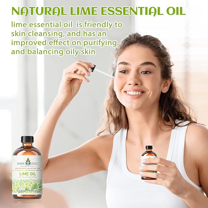EVOKE OCCU Pure Lime Essential Oil for Diffuser, Aromatherapy, Hair and Candles Making - 4 Fl Oz